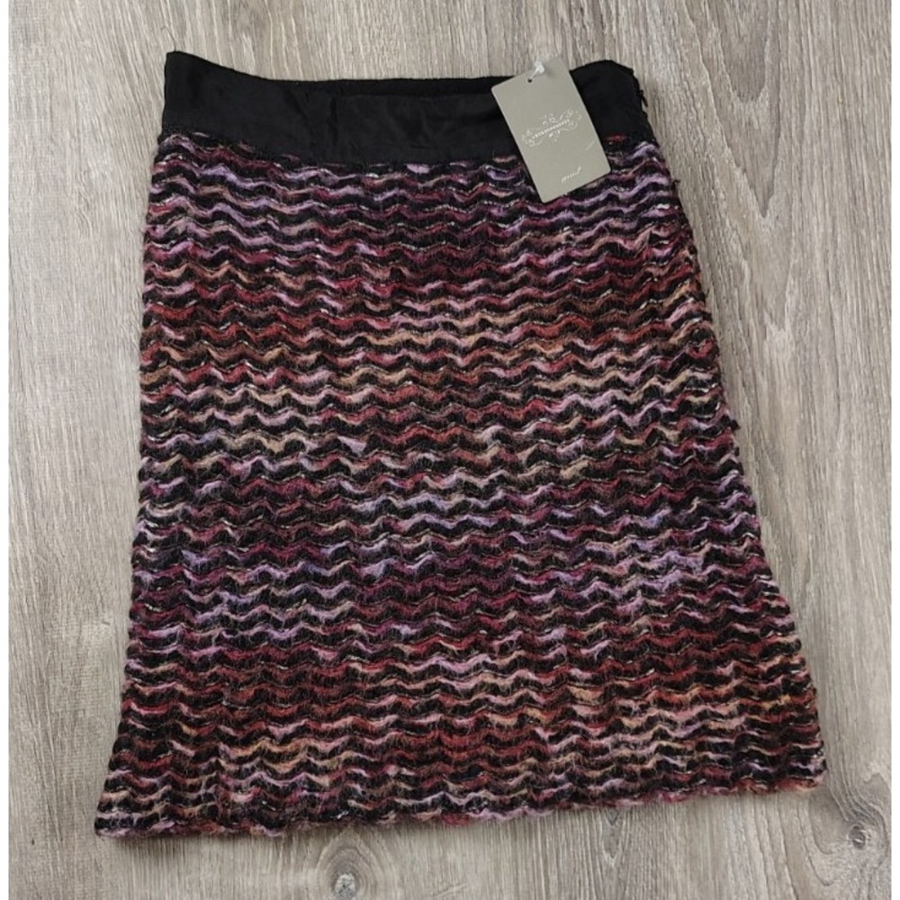Anthro 0 Knitted & Knotted Violet Vibrations‎ Sweater Skirt Mohair Wool Blend